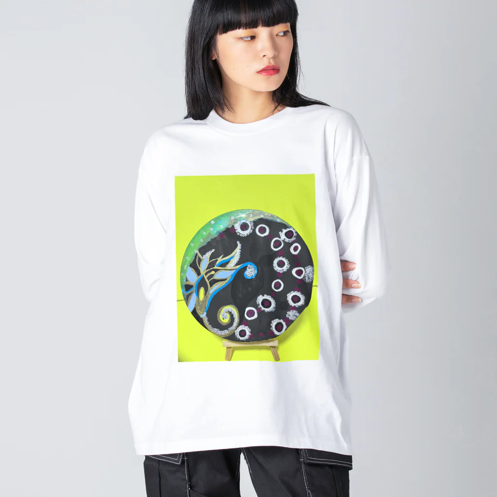 NIL のウサギの幽霊と花 ビッグシルエットロングスリーブTシャツ