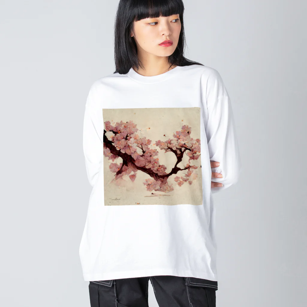 2024のAI「桜」Tシャツ（3） ビッグシルエットロングスリーブTシャツ