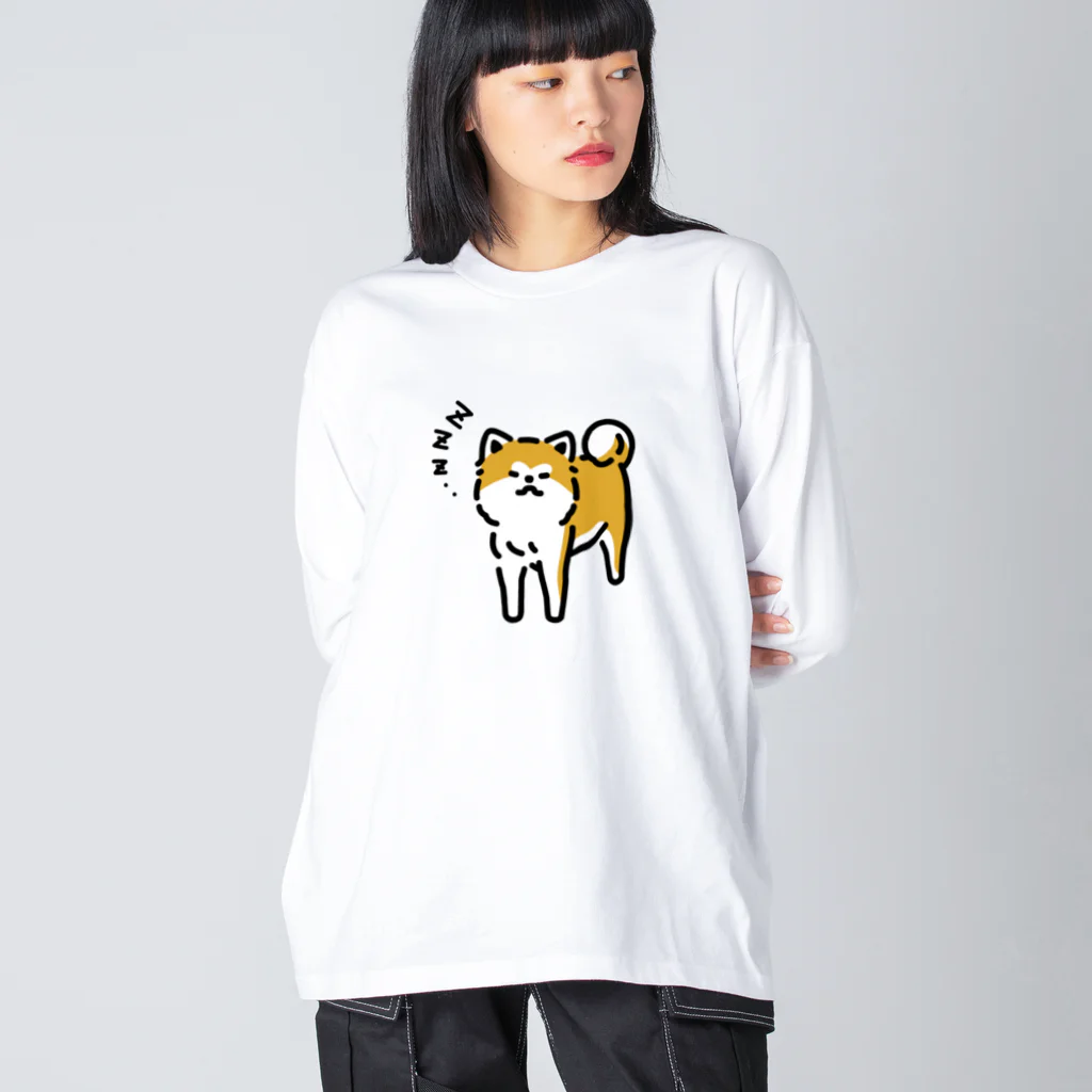 おもかわ〜おもしろい・かわいい専門店〜の立ち寝秋田犬 ビッグシルエットロングスリーブTシャツ