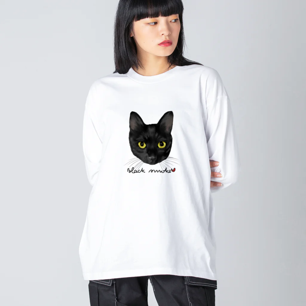 しろくまるいるいと動物たちのブラックスモークタビー ビッグシルエットロングスリーブTシャツ