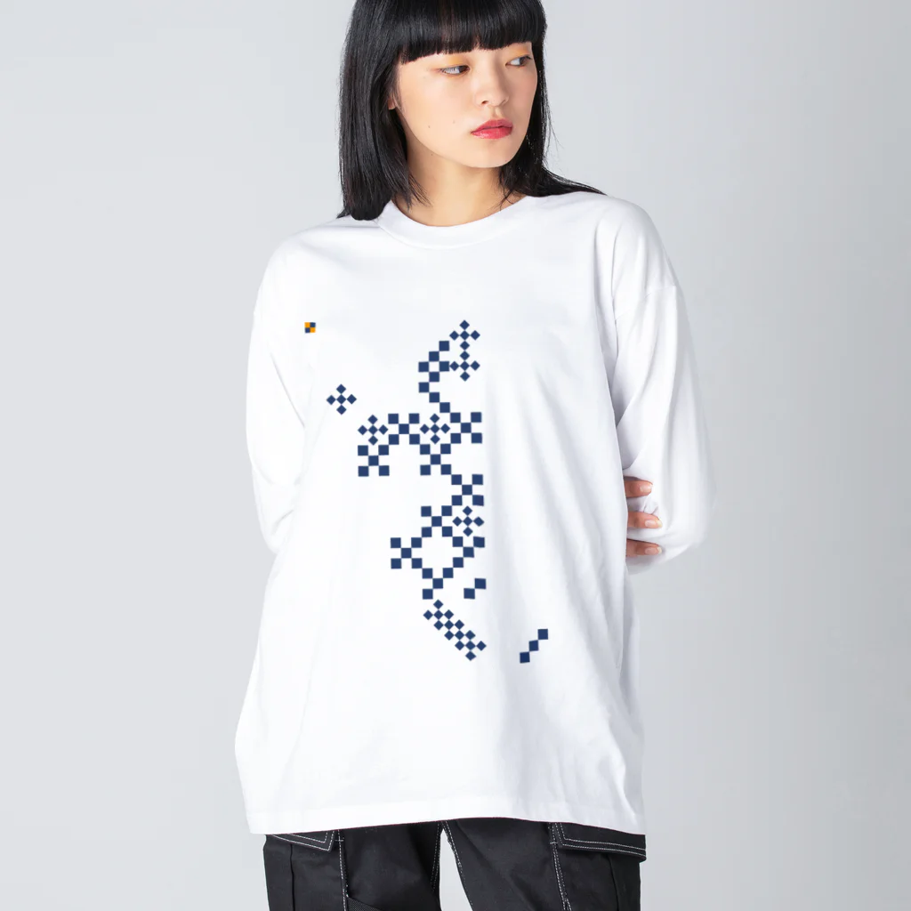 cuuyabowの市松NAVY Big Long Sleeve T-Shirt