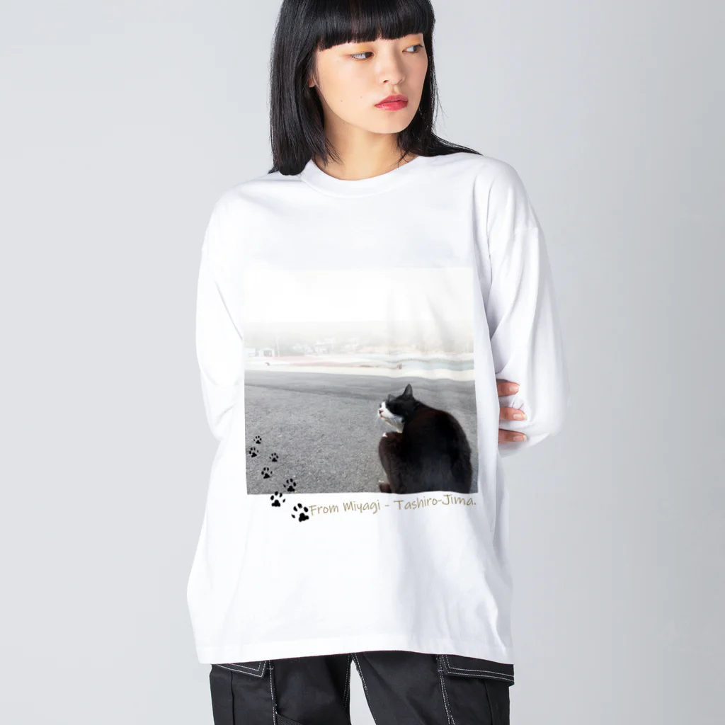 秘密結社猫のために生きよの田代島にゃんシリーズ　平和な日常 ビッグシルエットロングスリーブTシャツ