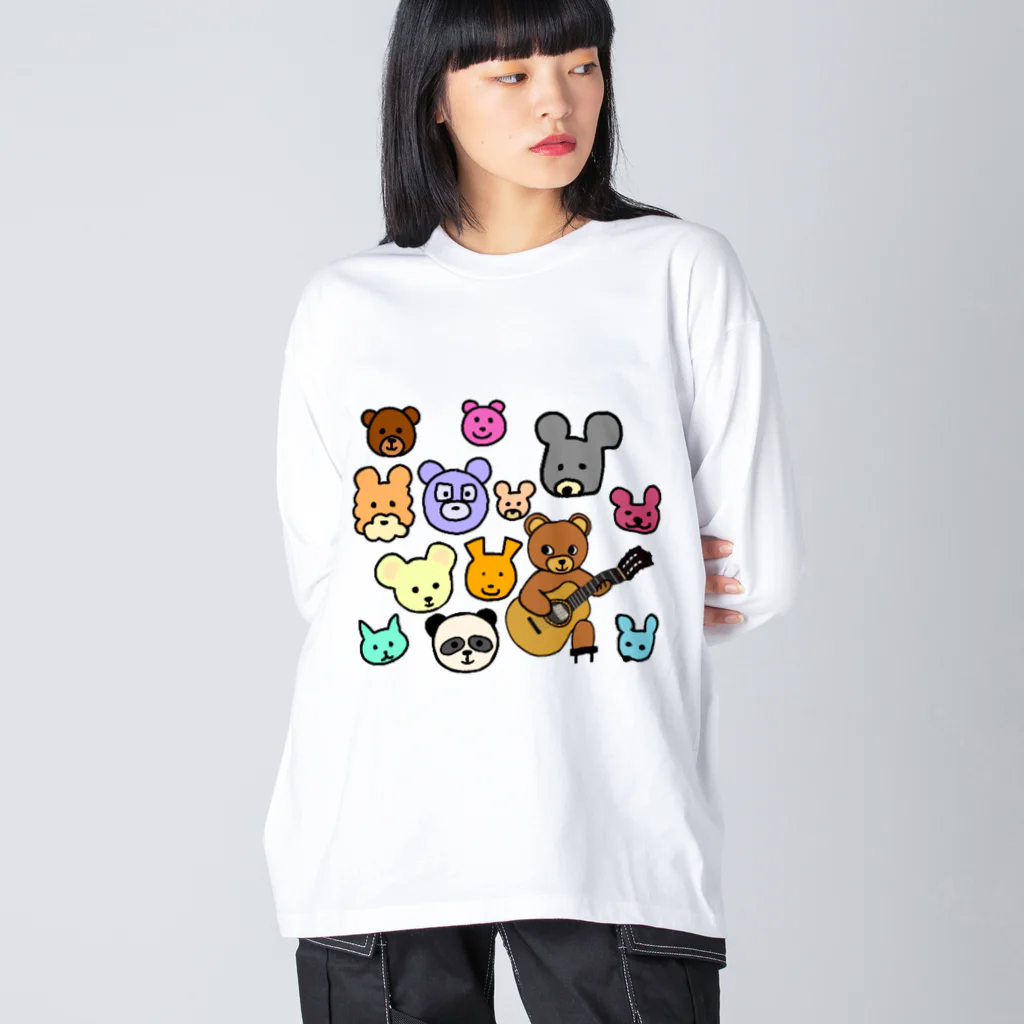 HiRoMi...のギタくまちゃん1 ビッグシルエットロングスリーブTシャツ