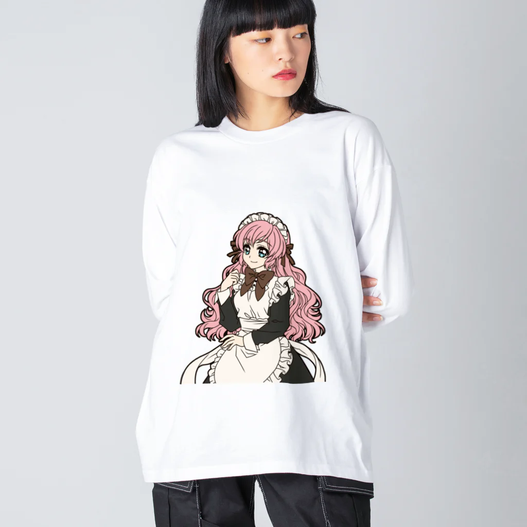 オペラの可愛いメイドさん（黒） ビッグシルエットロングスリーブTシャツ