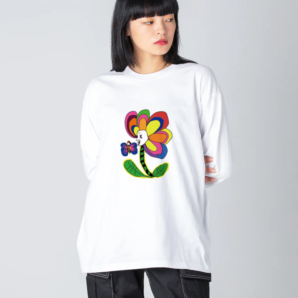 garageshopnoahのflower＆butterfly ビッグシルエットロングスリーブTシャツ