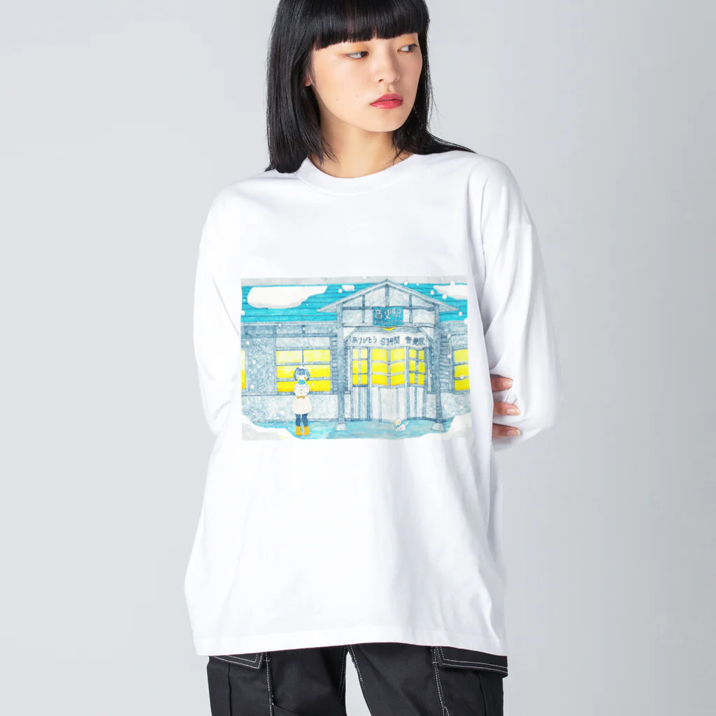 始発ちゃんの忘れ雪 ビッグシルエットロングスリーブTシャツ