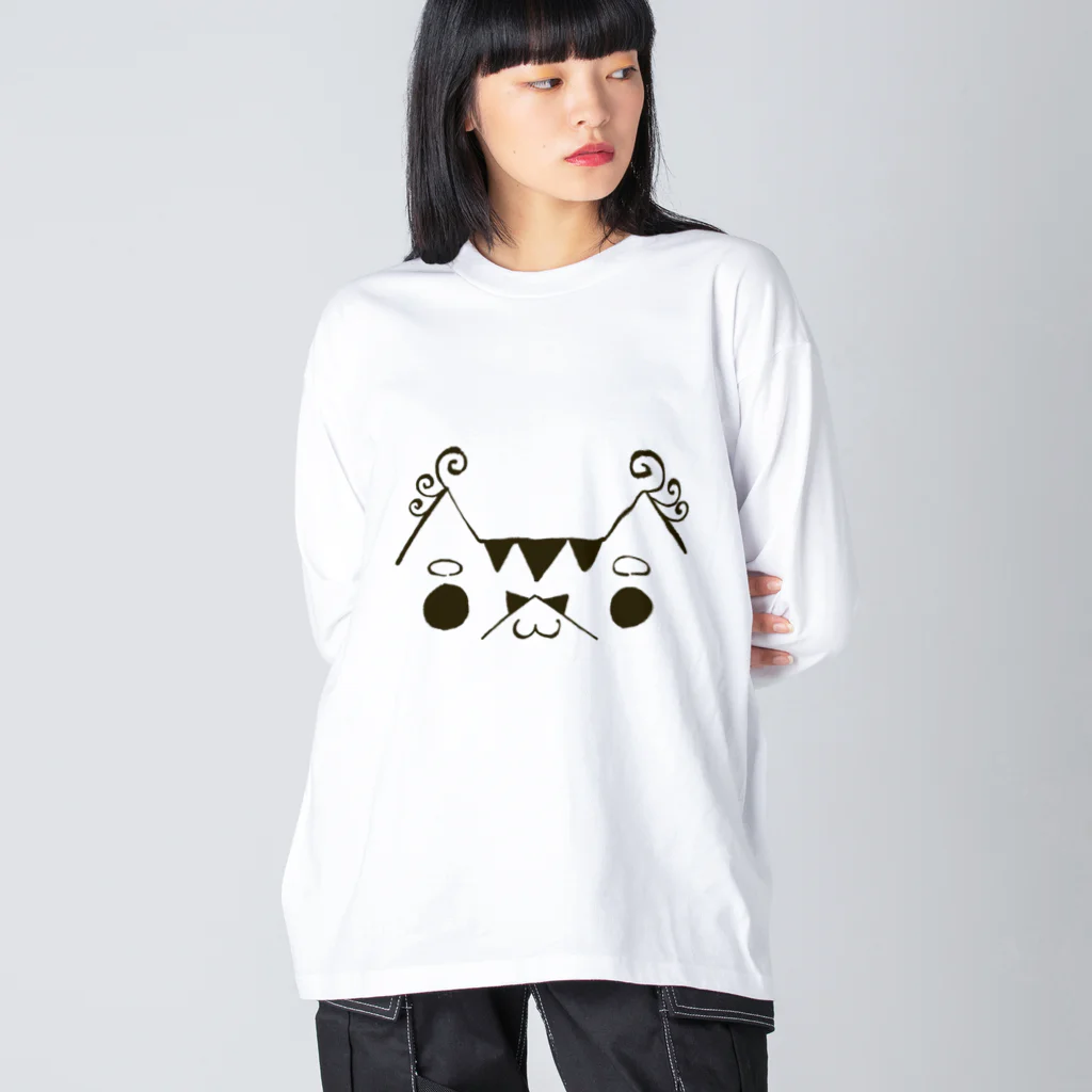 麟童ましゅ🐈🌟🎨Vcreatorの顔文字おちちょ ビッグシルエットロングスリーブTシャツ