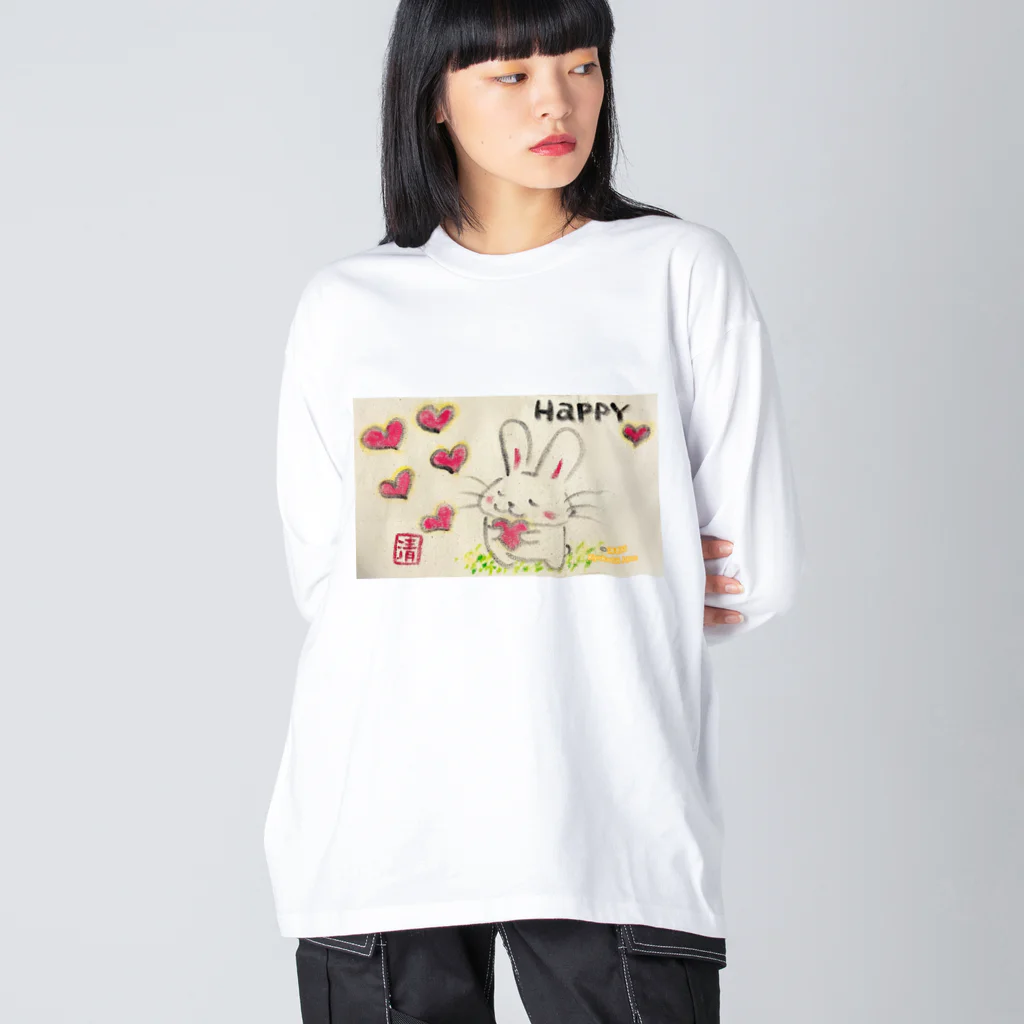 KIYOKA88WONDERLANDのうさぎちゃん。HAPPY ビッグシルエットロングスリーブTシャツ