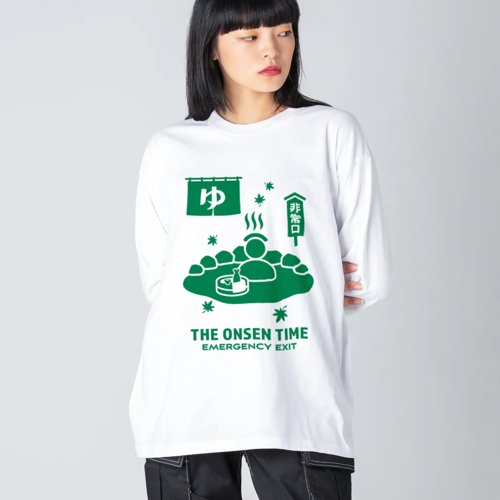 kg_shopのTHE ONSEN TIME【非常口パロディ】 ビッグシルエットロングスリーブTシャツ