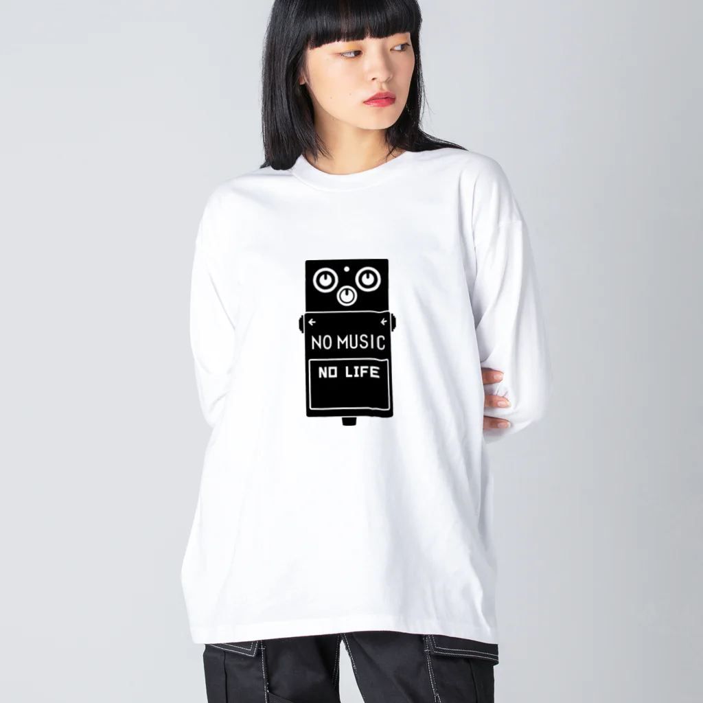 QUQU_WORKSのノーミュージックノーライフ エフェクターデザイン ブラック Big Long Sleeve T-Shirt