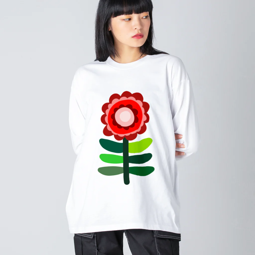 4_seasonのLITTLE FLOWER (RED2) ビッグシルエットロングスリーブTシャツ