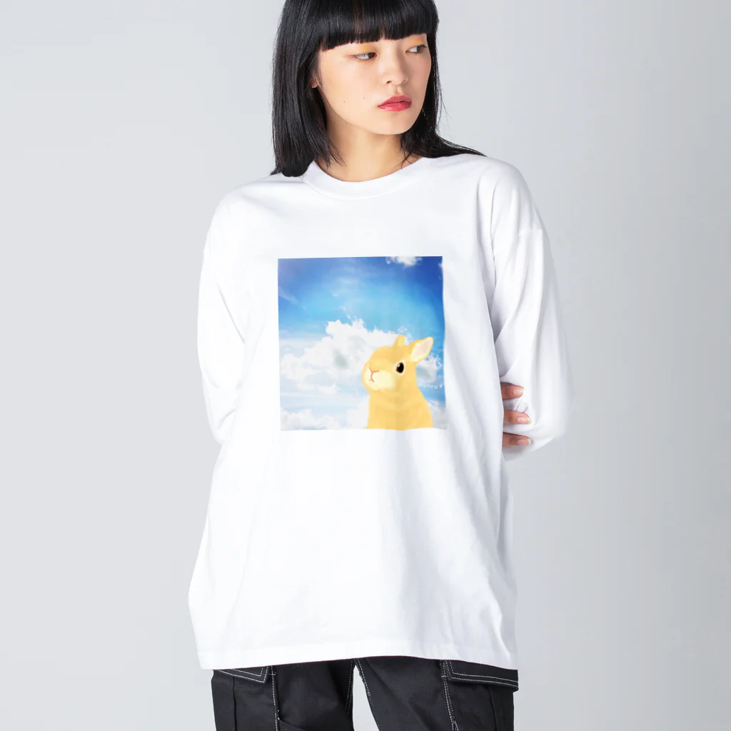 虹色PLUSの空を見上げて　うさぎさん② ビッグシルエットロングスリーブTシャツ