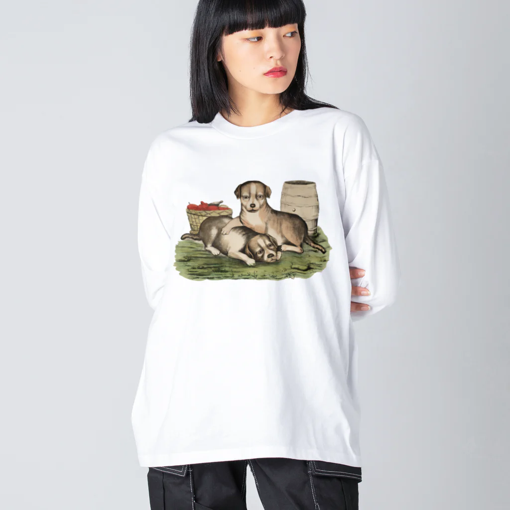 Saza-nami Antique designの２匹の犬 Big Long Sleeve T-Shirt