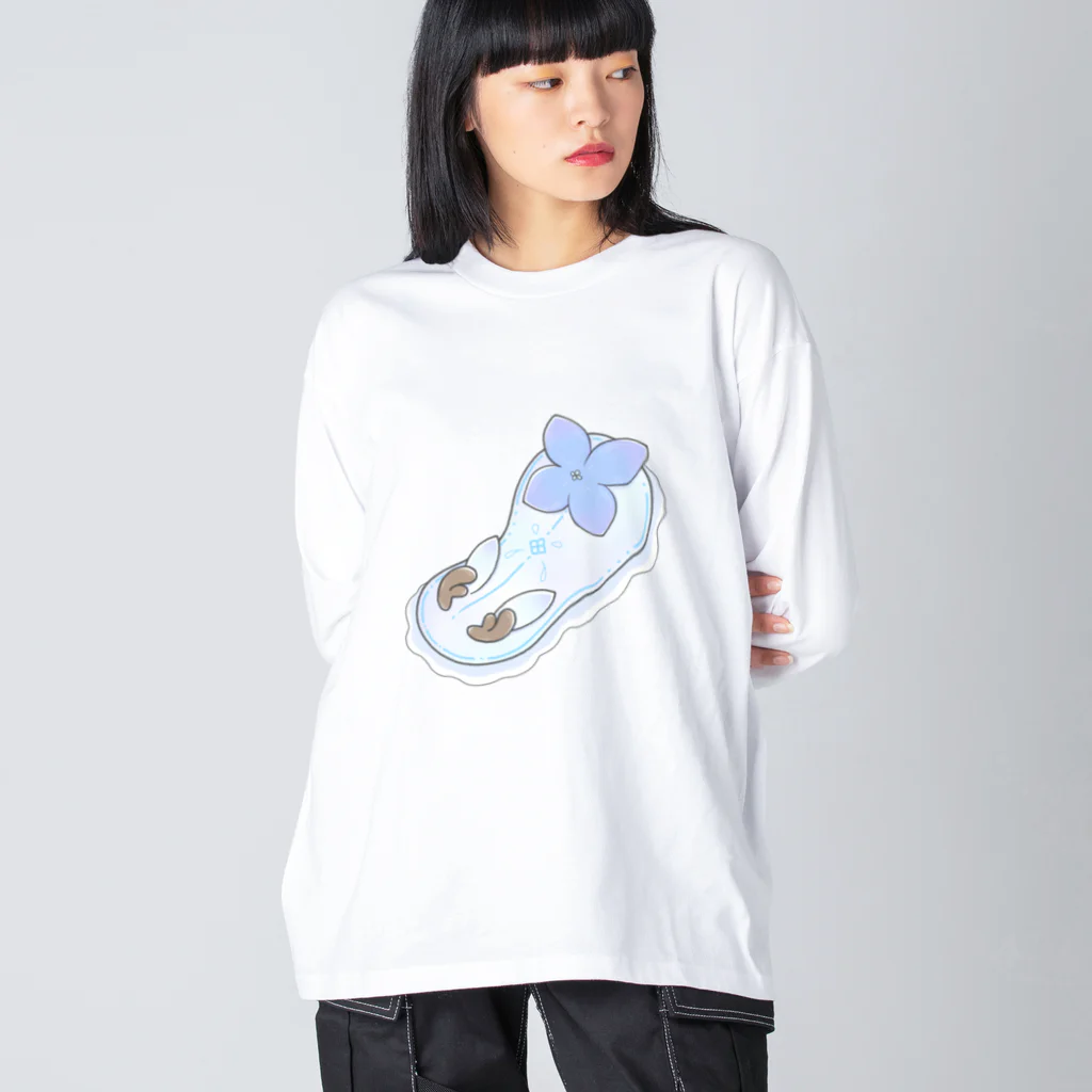 Jackalope Houseのツノアリウサギアジサイモドキウミウシ 青色ver. Big Long Sleeve T-Shirt