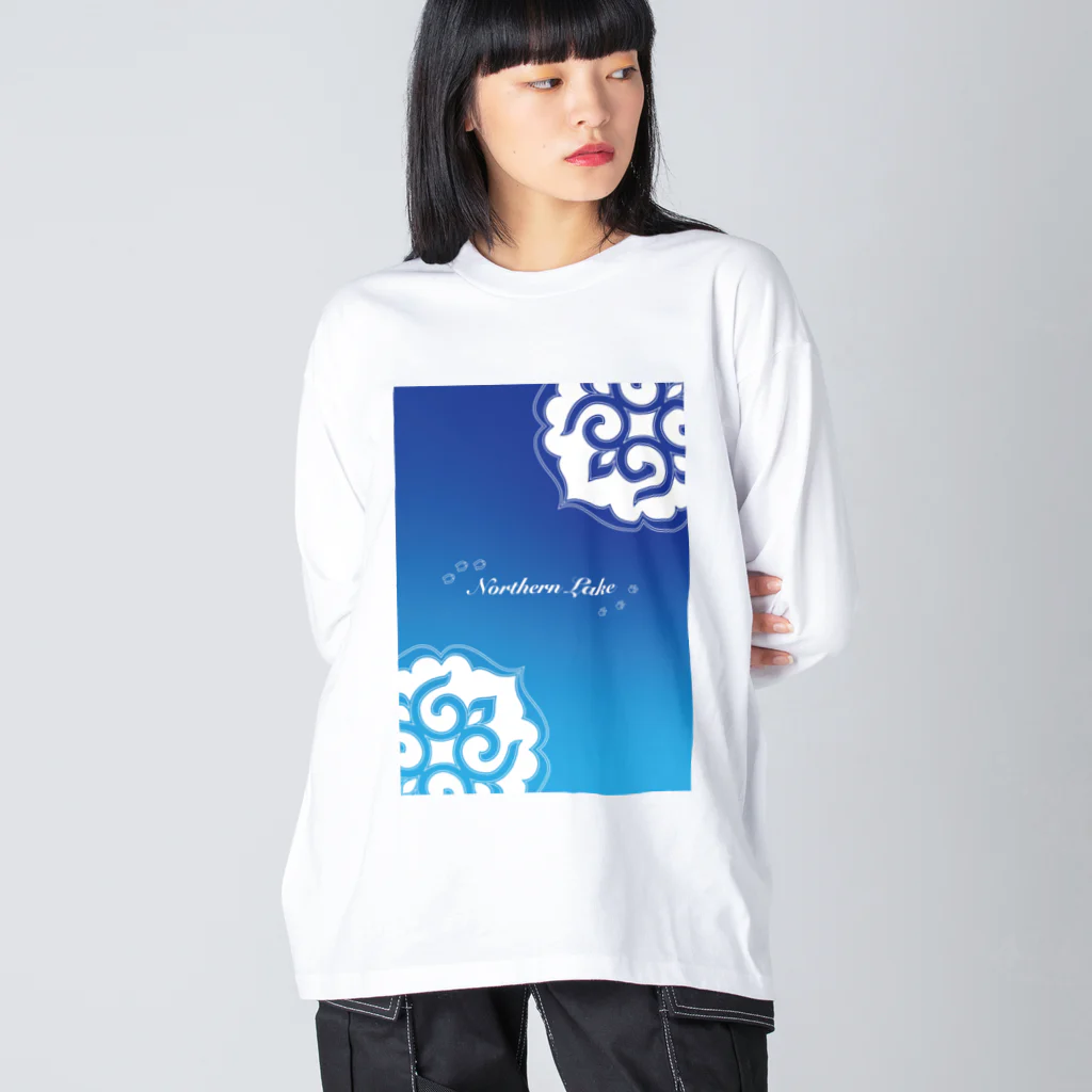 Loveuma. official shopのNorthern Lake's Ainu pattern（Full graphic） Big Long Sleeve T-Shirt