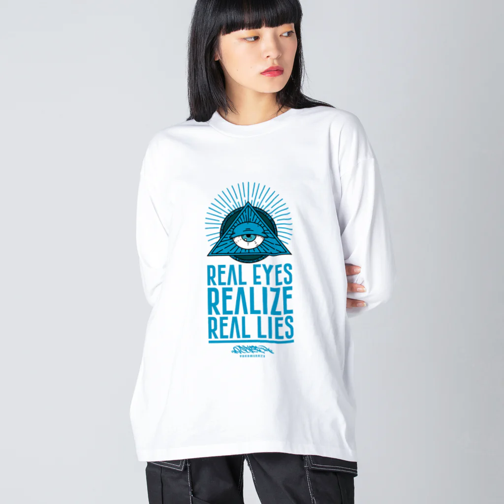 うぉーるのとこのREAL EYES REALIZE REAL LIES (BLUE ver.) ビッグシルエットロングスリーブTシャツ