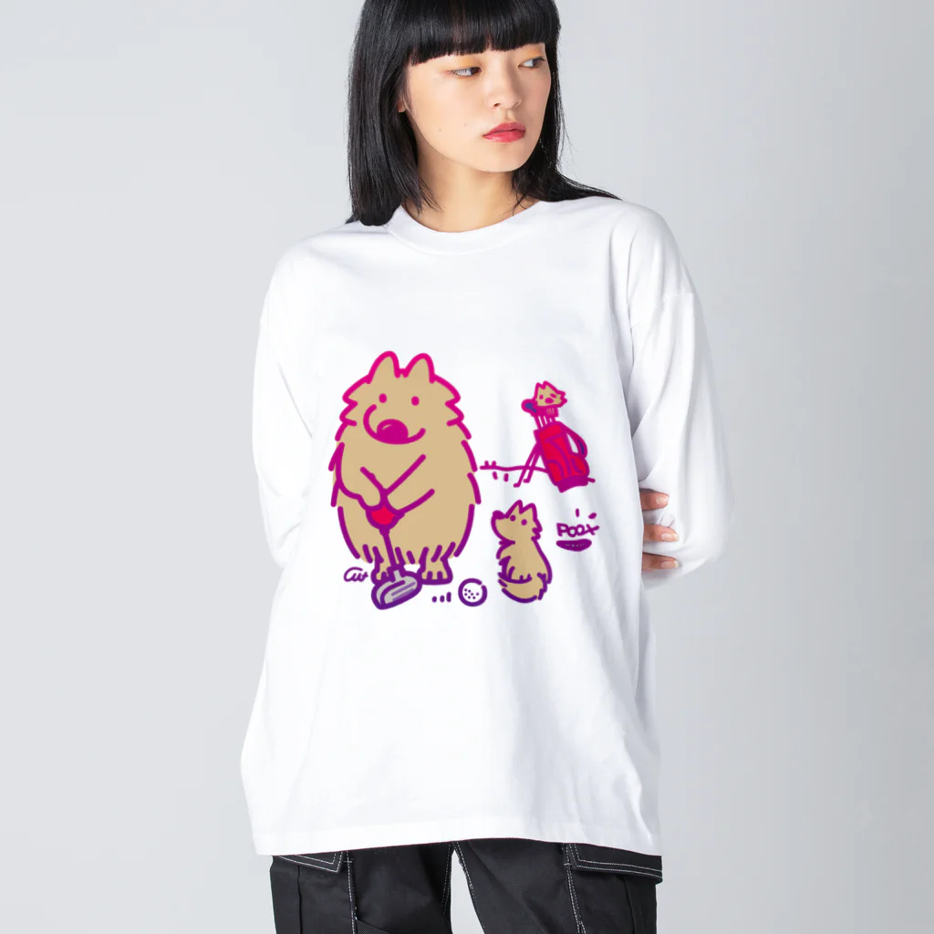 イラスト MONYAAT のポメラニアン　ゴルフ2 A ビッグシルエットロングスリーブTシャツ