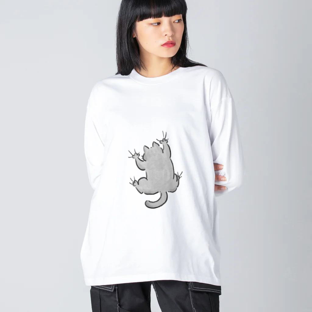 横山　ぐぐのyojiyoji灰猫 ビッグシルエットロングスリーブTシャツ