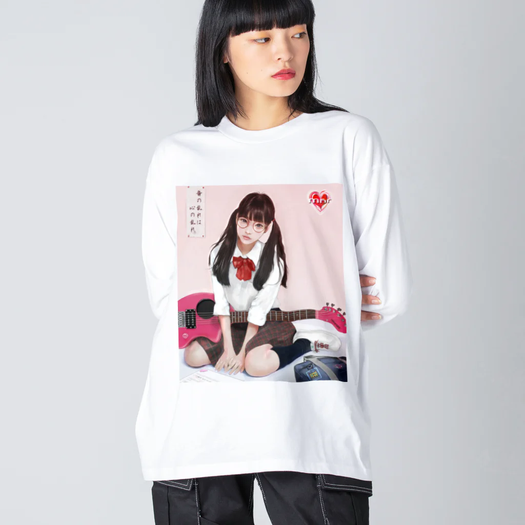 Mahiroshka まひろ朱夏 絵と音楽のギター少女 ビッグシルエットロングスリーブTシャツ