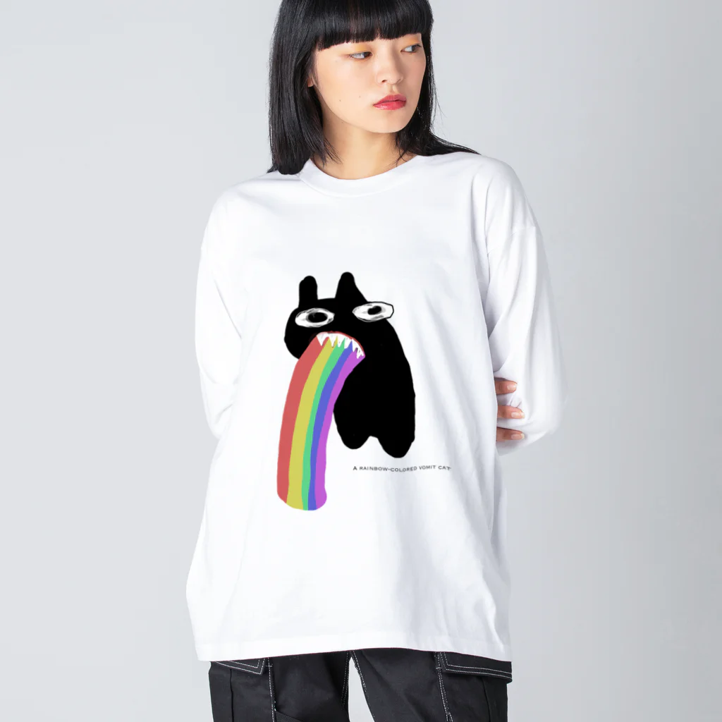 Piumium.の虹嘔吐猫🌈🐈‍⬛ ビッグシルエットロングスリーブTシャツ