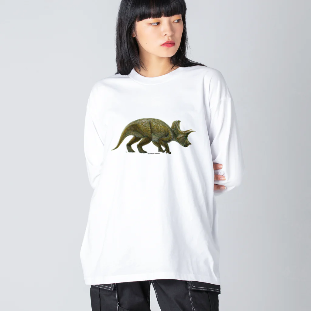 segasworksのTriceratops horridus(トリケラトプス ・ホリドゥス)着彩画 ビッグシルエットロングスリーブTシャツ