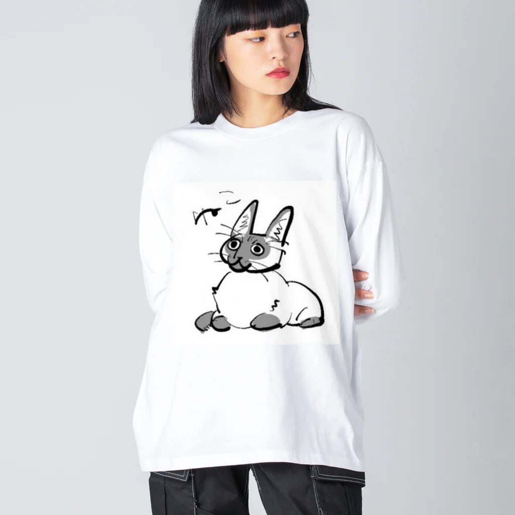 りんごーのねこ ビッグシルエットロングスリーブTシャツ