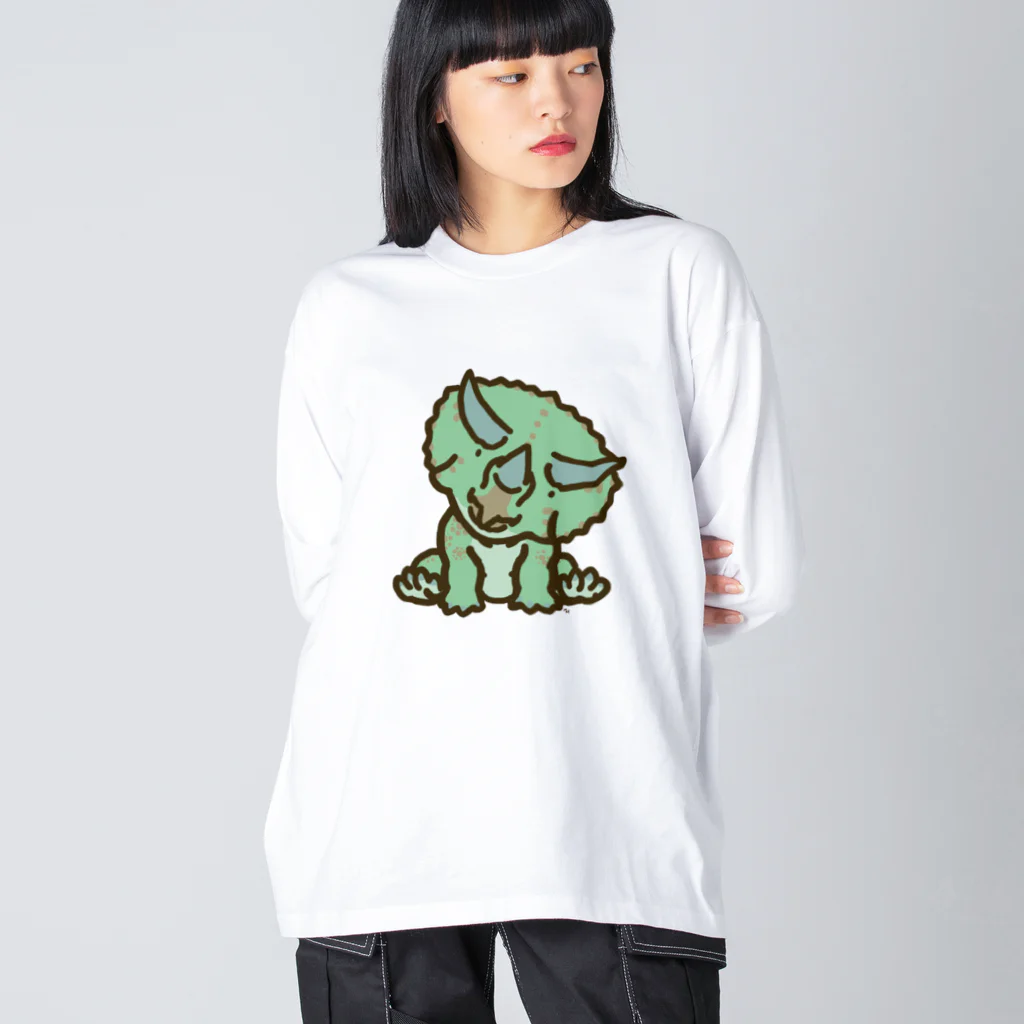 segasworksのトリケラちゃん（お座り）首傾げ ビッグシルエットロングスリーブTシャツ