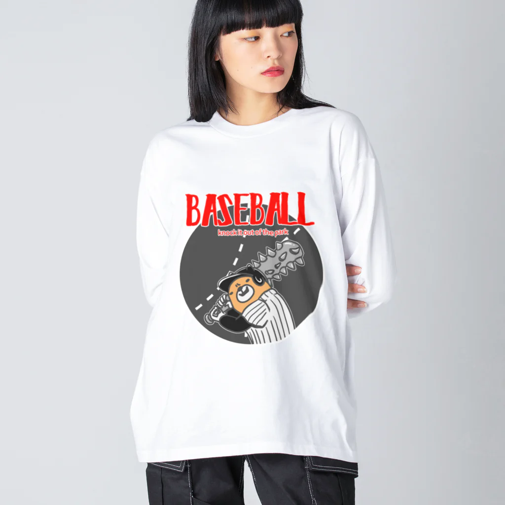 ari designの野球Bear2(凶悪顔クマシリーズ) Big Long Sleeve T-Shirt