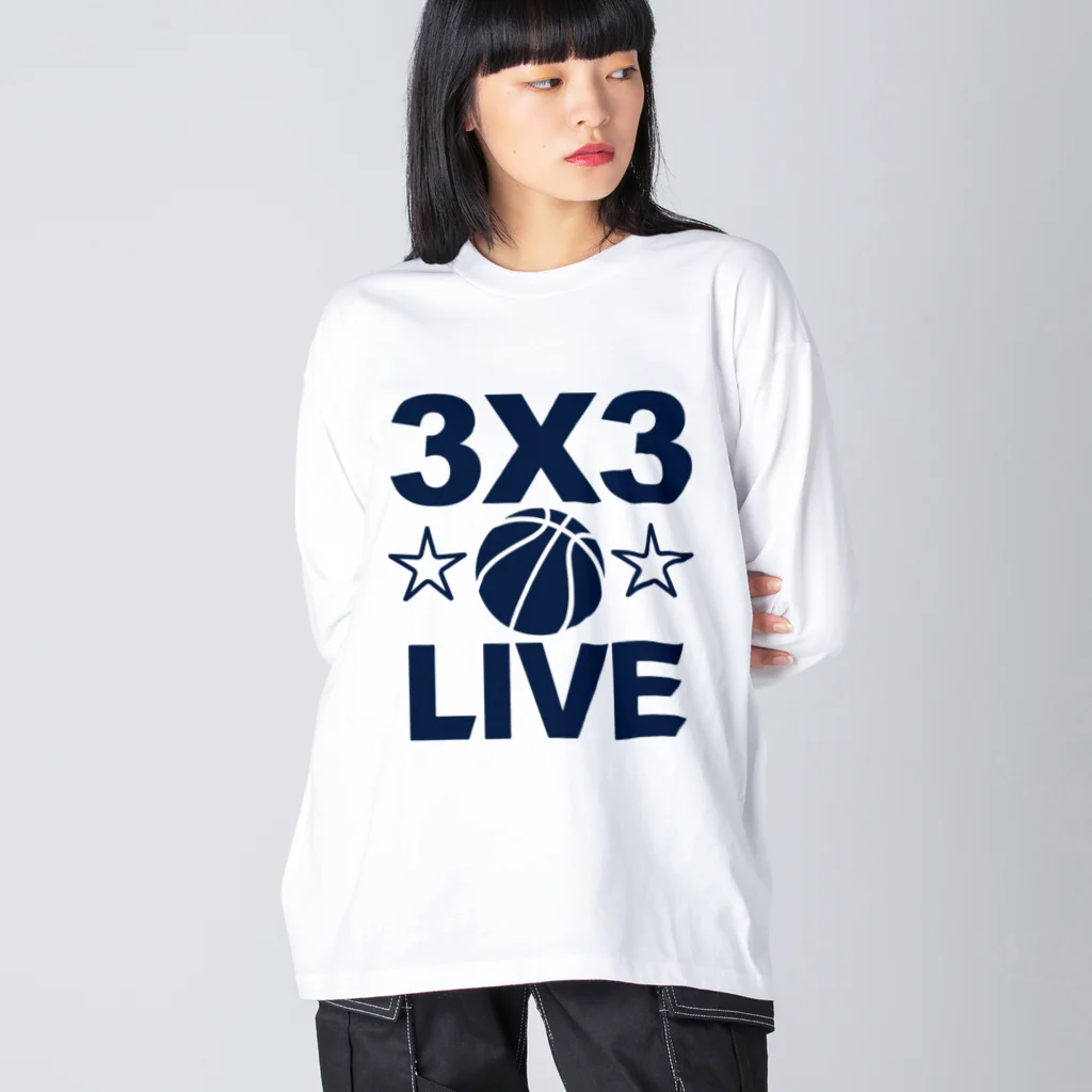 sports_tower スポーツタワーの3x3・スリーエックススリー・3人制バスケ・Tシャツ・アイテム・グッズ・ストリートバスケ・バスケットボール・スピーディーなバスケ・1試合10分間の21点ノックアウト・スポーツ・有望 ビッグシルエットロングスリーブTシャツ