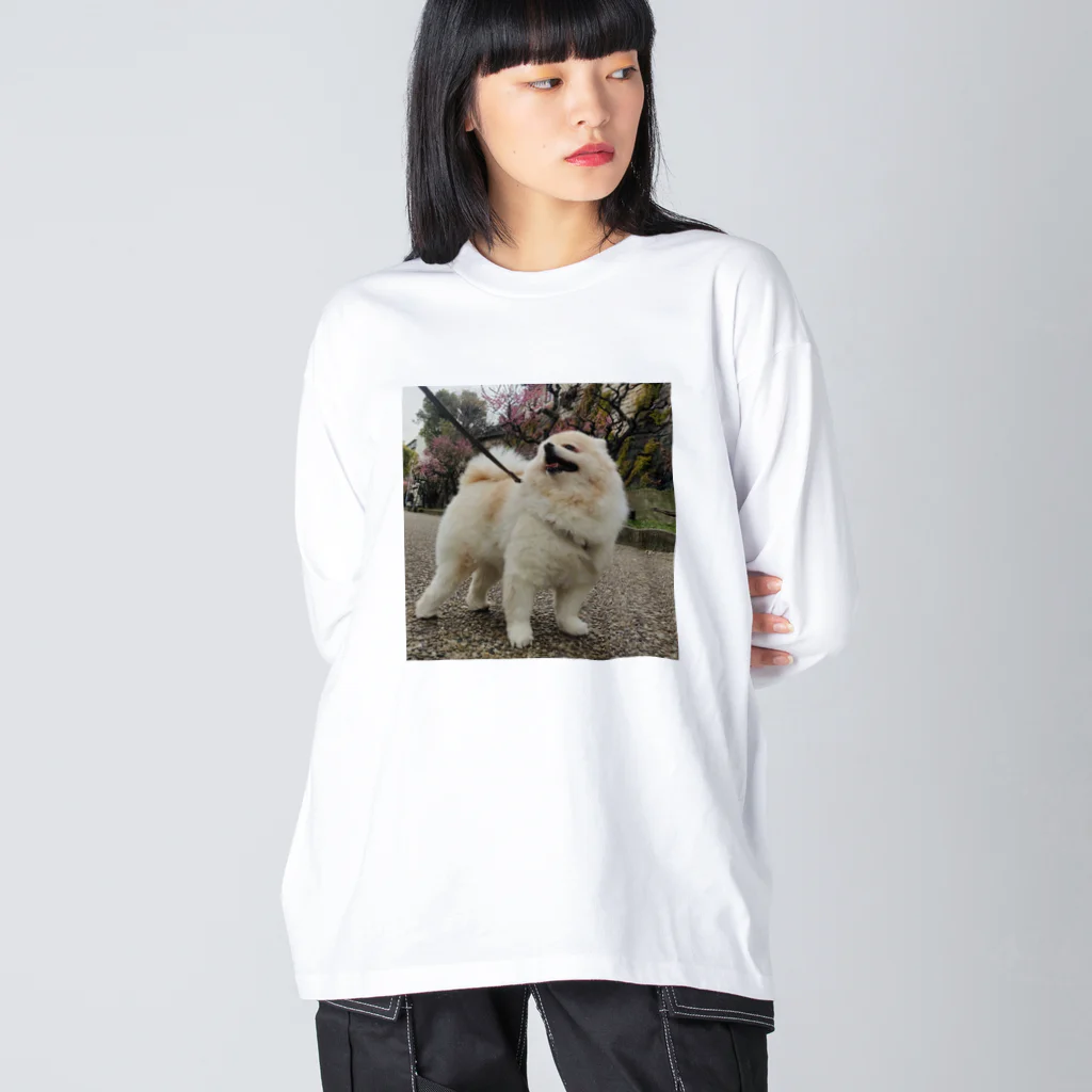 ポメラニアンのむめもの梅咲くポメラニアンむめも Big Long Sleeve T-Shirt