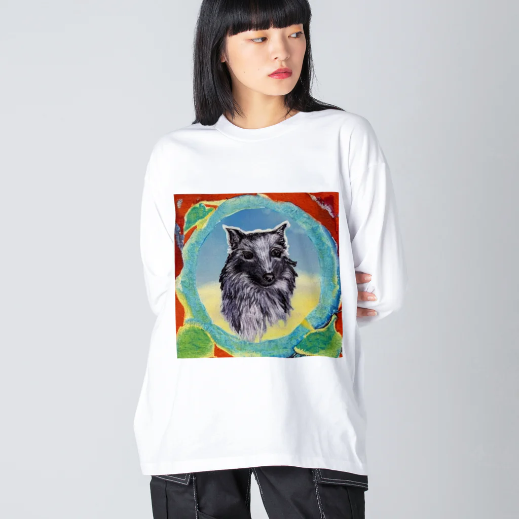 Yossy's Item Factoryの絵画風の犬 ビッグシルエットロングスリーブTシャツ