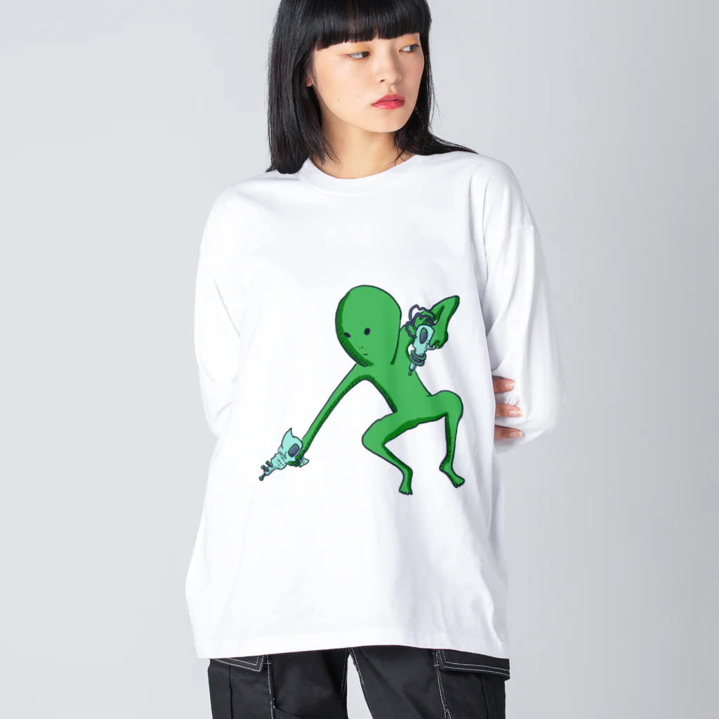 doteauの宇宙人くん：光線ピューピュー ビッグシルエットロングスリーブTシャツ