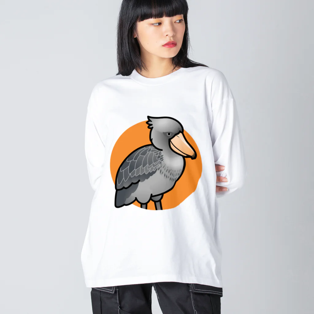 Cody the LovebirdのChubby Bird ハシビロコウ ビッグシルエットロングスリーブTシャツ