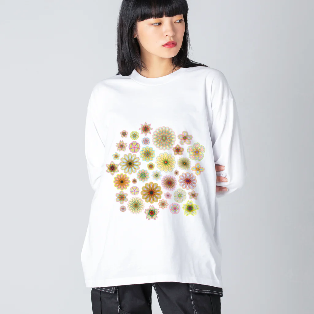 kimchinのやさしい色合いの花柄 ビッグシルエットロングスリーブTシャツ