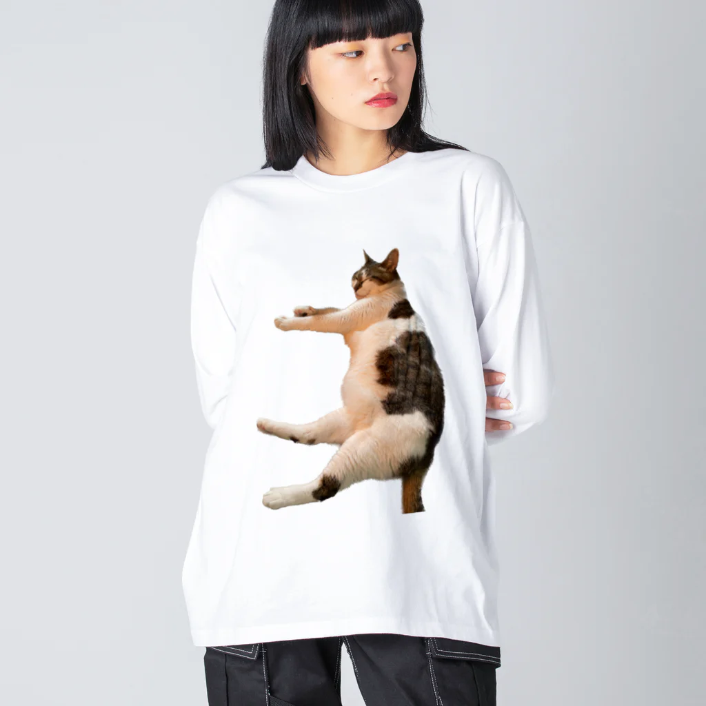 茶虎レオンのぷよんぷよんコロン猫 ビッグシルエットロングスリーブTシャツ