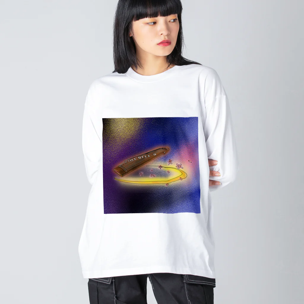 箏譜職人 織姫の箏と桜（箏譜「荒城の月」イメージ画像）正方形 Big Long Sleeve T-Shirt