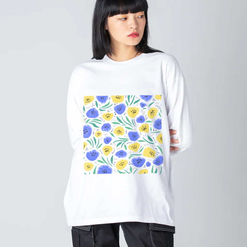 Katie（カチエ）の抽象的な手描きの花柄 ビッグシルエットロングスリーブTシャツ