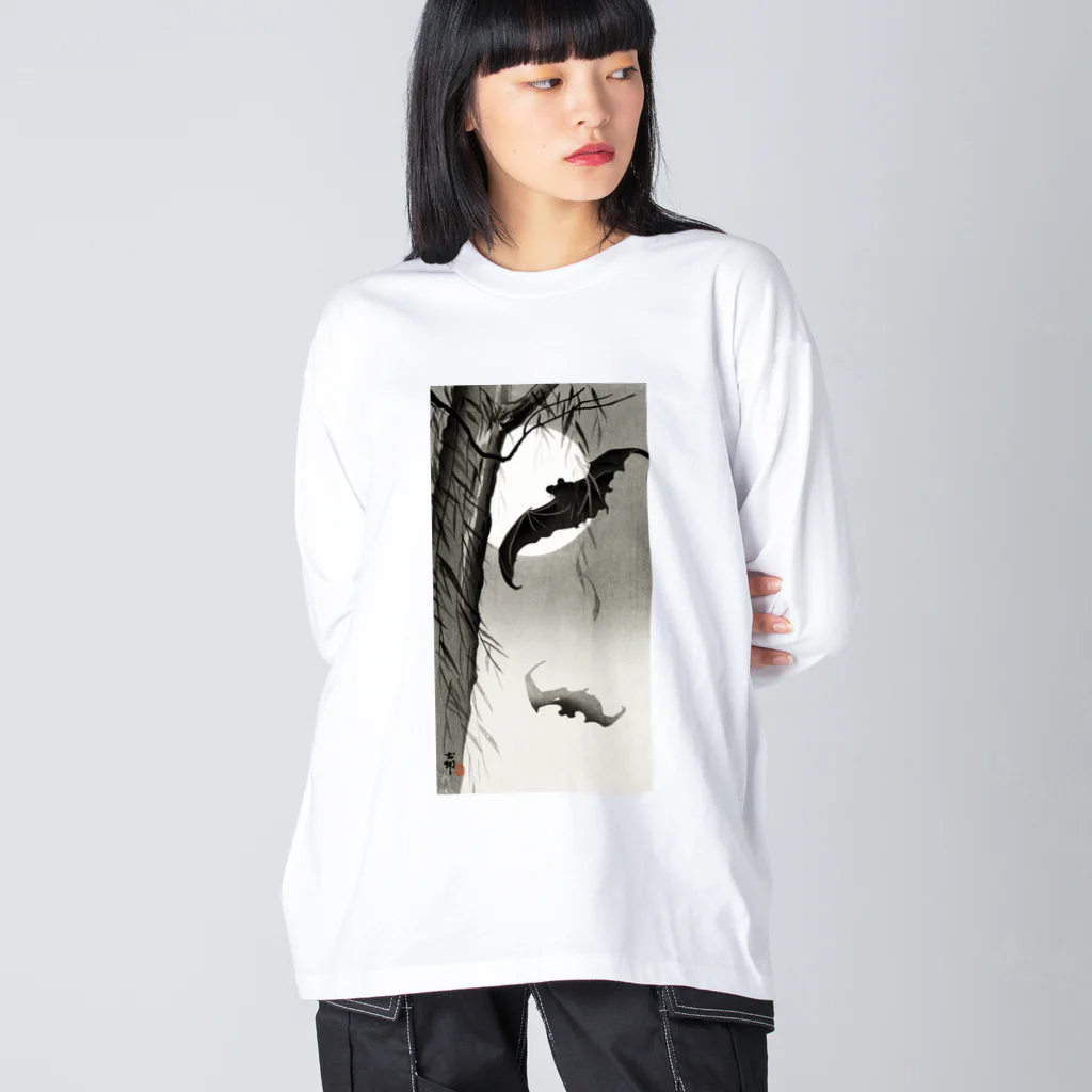 MUGEN ARTの小原古邨　月に蝙蝠（コウモリ）Ohara Koson / Bats under the full moon Big Long Sleeve T-Shirt