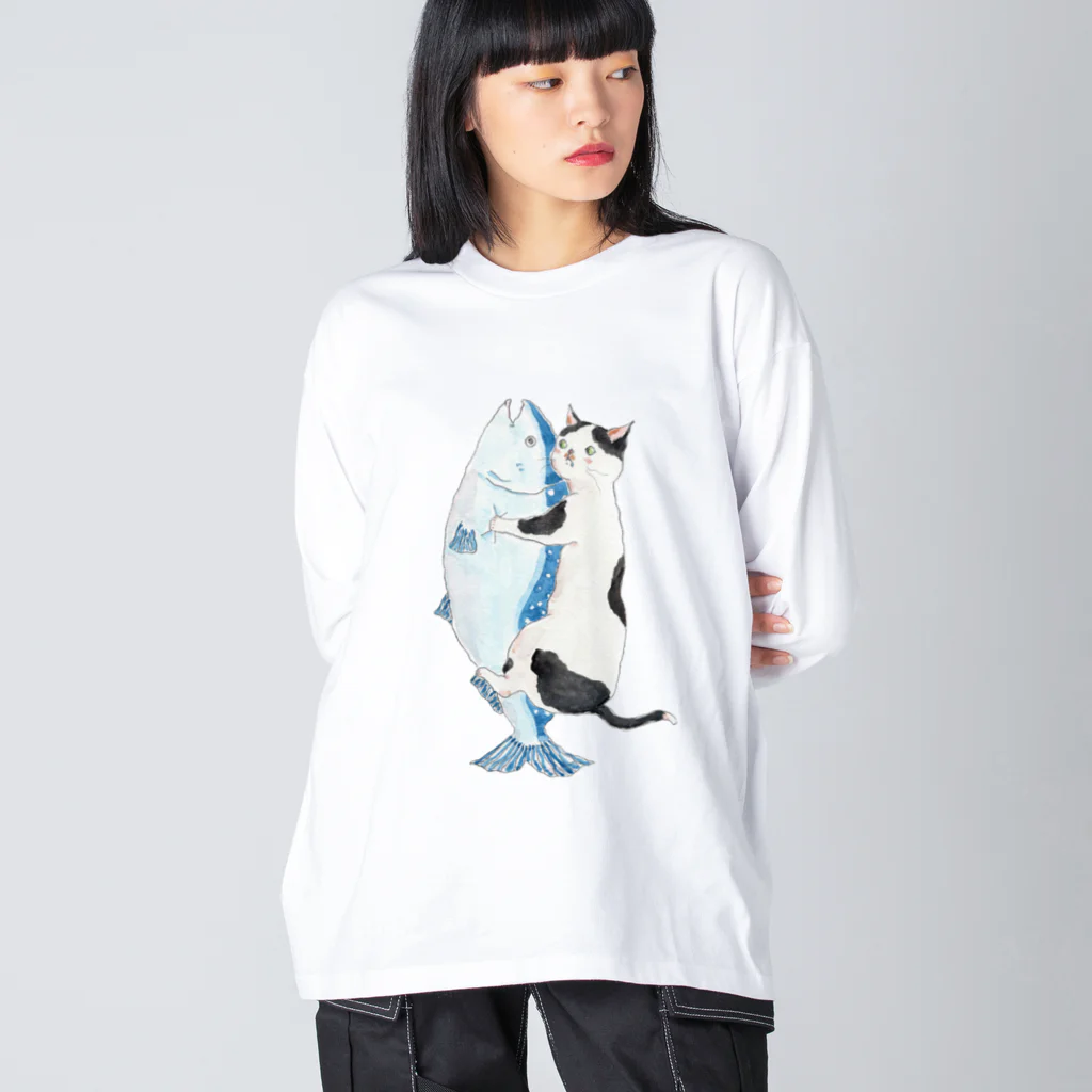 トコロコムギの秋鮭にゃんこ Big Long Sleeve T-Shirt