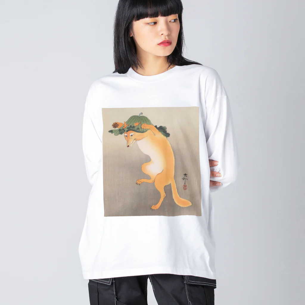 寿めでたや(ukiyoe)の日本画：浮世絵；踊る狐 ビッグシルエットロングスリーブTシャツ