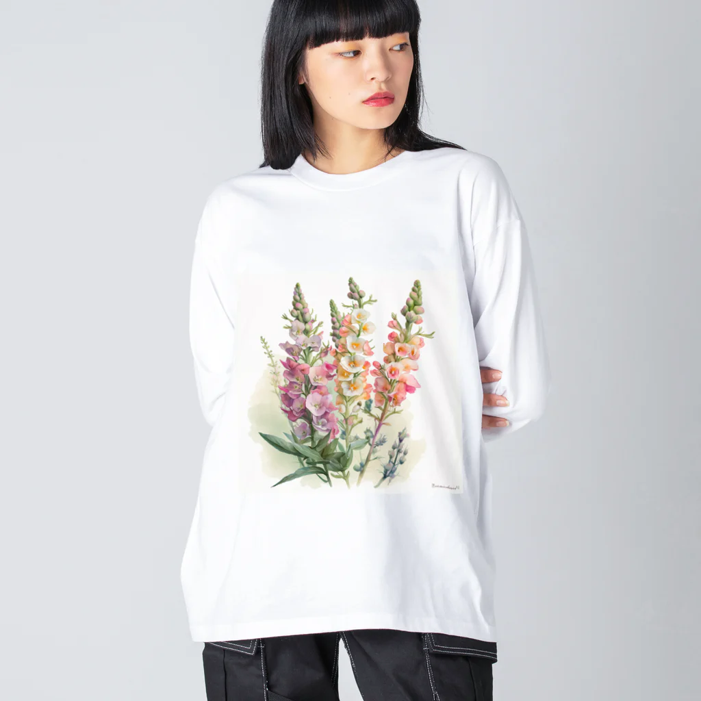 botanicalartAIのキンギョソウ ビッグシルエットロングスリーブTシャツ