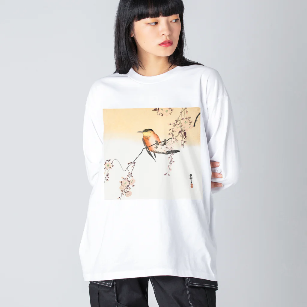 MUGEN ARTの小原古邨　桜と鳥　Ohara Koson 日本のアートTシャツ＆グッズ ビッグシルエットロングスリーブTシャツ