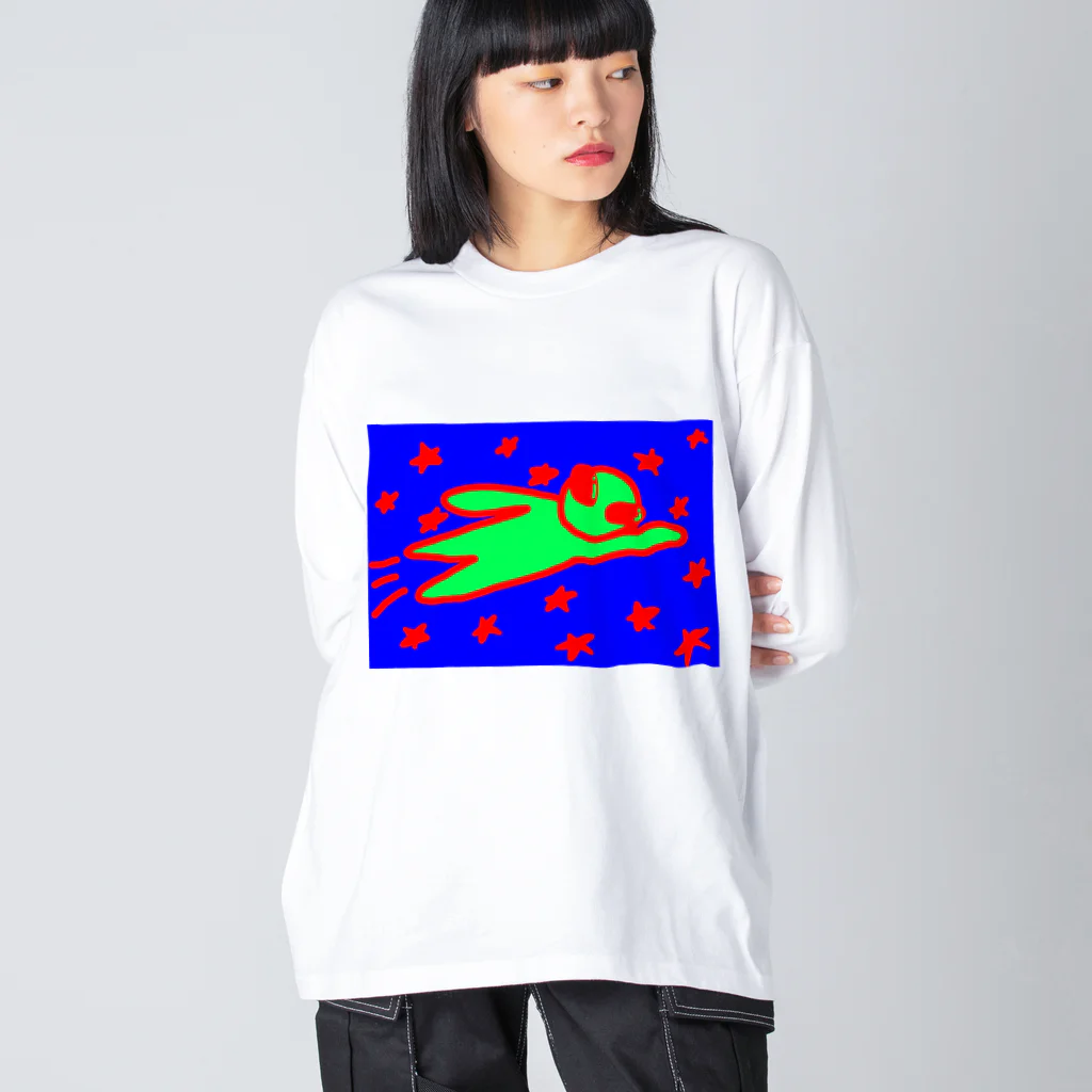 ヒル飼いのこでぶの宇宙人、空を飛ぶ Big Long Sleeve T-Shirt