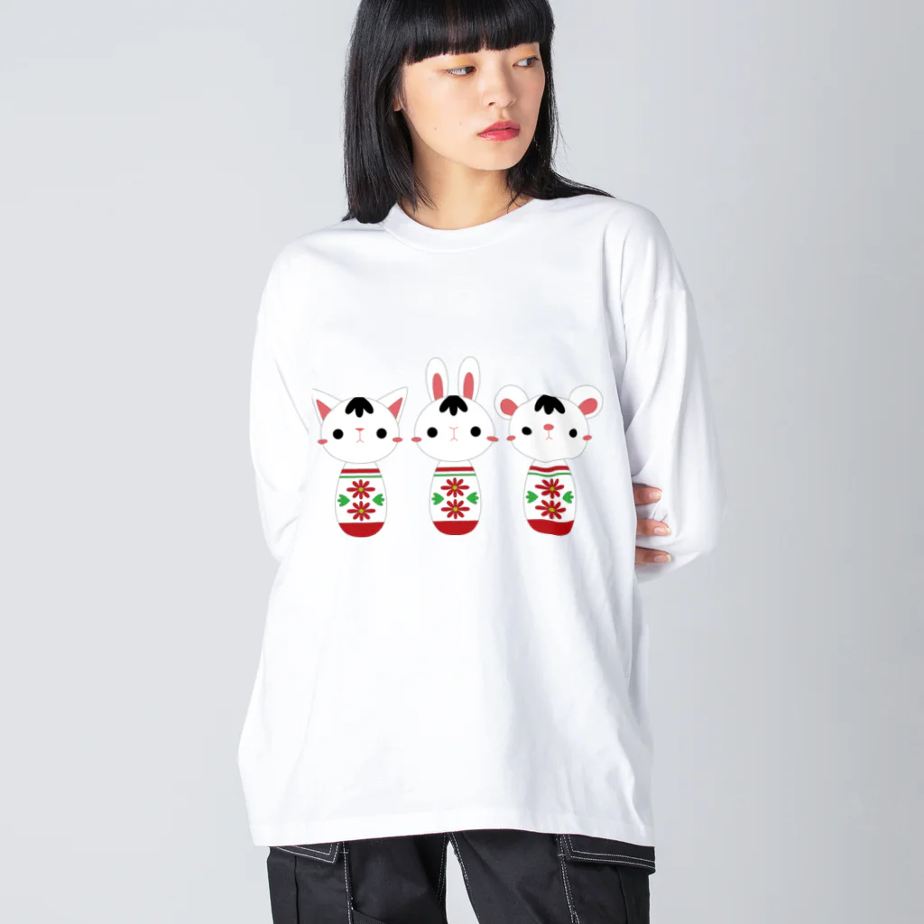 *NAGI*（ナギ）の可愛い動物こけしトリオ Big Long Sleeve T-Shirt