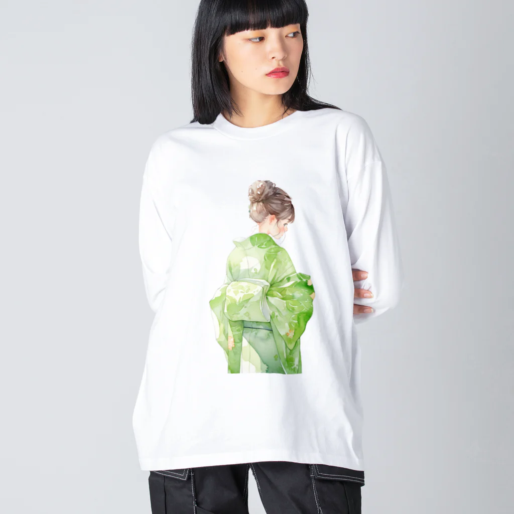 ききものやの緑の着物の女性 Big Long Sleeve T-Shirt