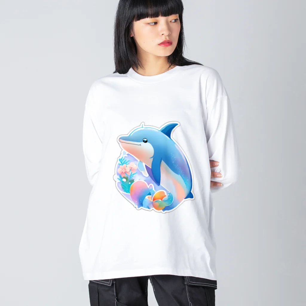 dolphineの可愛いイルカ ビッグシルエットロングスリーブTシャツ