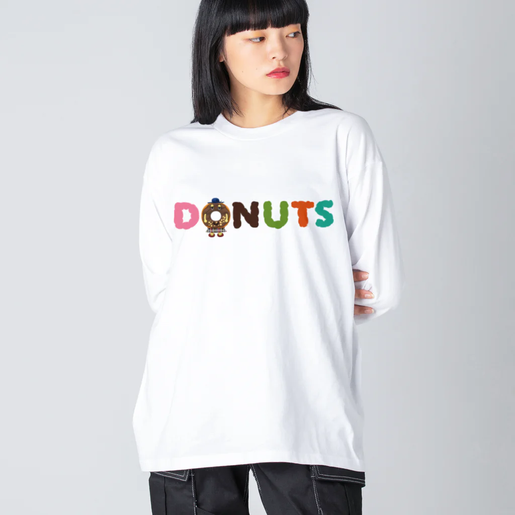 Drecome_Designのドーナッツ ロゴ x キャラメルウォールナッツ Big Long Sleeve T-Shirt