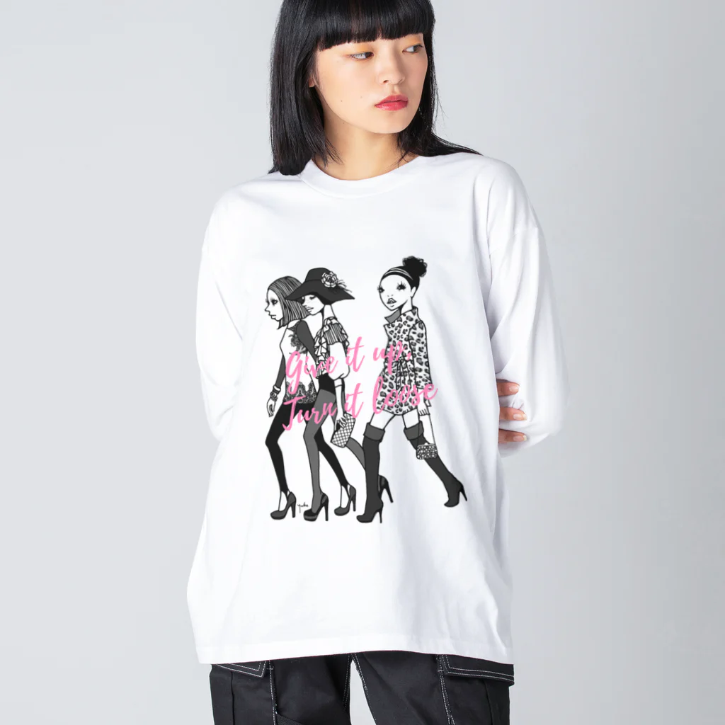 イラストレーターこたけゆか 公式オリジナルグッズのHEY LADIES!  ビッグシルエットロングスリーブTシャツ