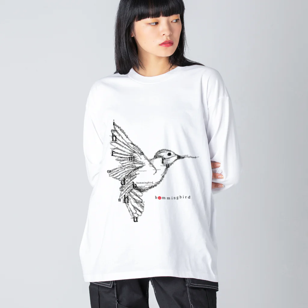 t-shirts-cafeのフォントイラストレーション『hummingbird（ハミングバード・ハチドリ）』 Big Long Sleeve T-Shirt