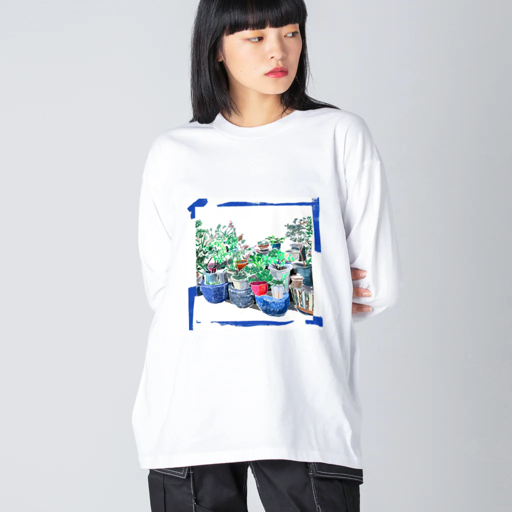 yuko maegawaのまちなか植木鉢 ビッグシルエットロングスリーブTシャツ